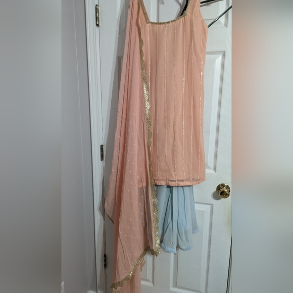 New Indian Palazzo Pink Blue - Picture 1 of 2